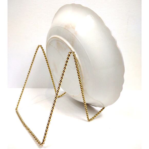 Antique Scalloped Edge Deep German Serving Bowl with Apples Pears 9.5" - Picture 4 of 8